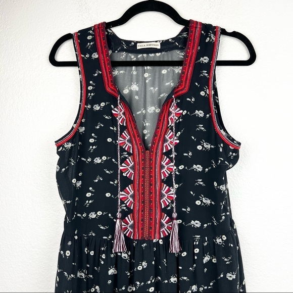 ULLA JOHNSON Leena Silk Embroidered Floral
Printed Midi Boho Dress, Black Size 4 - Picture 5 of 12